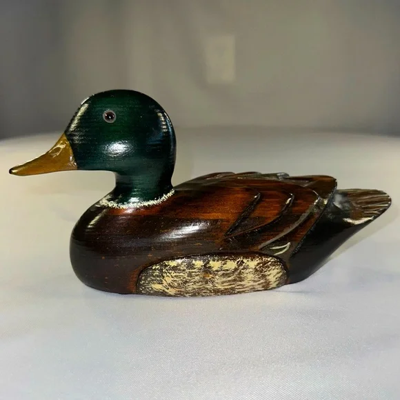 Mallard Duck Solid Wood Signed by Creator Leo Kappy Vintage Beautiful Decoy - Picture 1 of 10